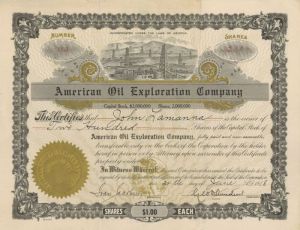 American Oil Exploration Co. - Stock Certificate