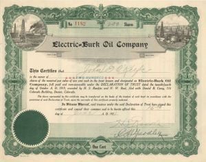 Electric=Burk Oil Co. - Stock Certificate