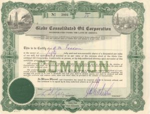 Globe Consolidated Oil Corporation - Stock Certificate