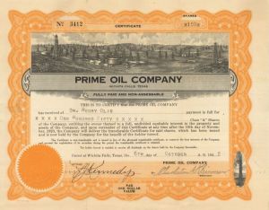 Prime Oil Co. - Stock Certificate