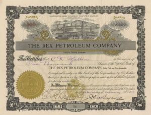 Rex Petroleum Co. - Stock Certificate