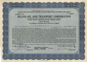 Island Oil and Transport Corporation - Stock Certificate