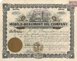 Mobile-Beaumont Oil Co. - Stock Certificate