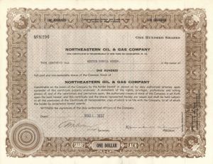 Northeastern Oil and Gas Co. - Stock Certificate