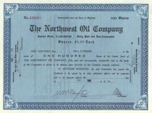 Northwest Oil Co. - Stock Certificate