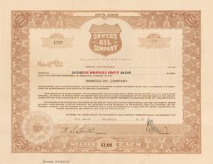 Onwego Oil Co. - Stock Certificate