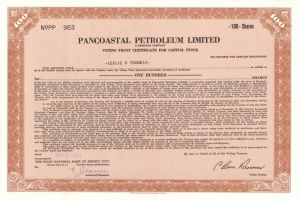 Pancoastal Petroleum Limited - Stock Certificate