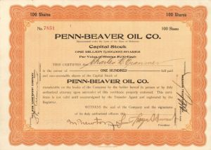 Penn-Beaver Oil Co. - Stock Certificate
