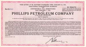 Phillips Petroleum Co. - Oil Stock Certificate