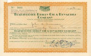 Trapshooter Reilly Oil and Royalties Co. - Stock Certificate