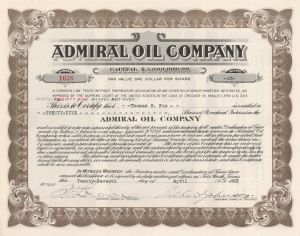 Admiral Oil Co. - Stock Certificate