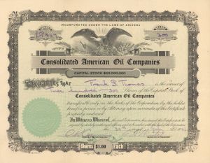 Consolidated American Oil Companies - Stock Certificate