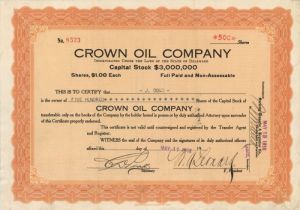 Crown Oil Co. - Stock Certificate