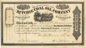 Ritchie Coal Oil Co. - 1867 date Virginia Oil Stock Certificate