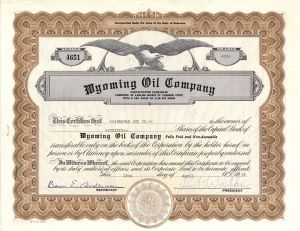 Wyoming Oil Co. - Stock Certificate