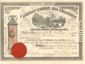 Dunlap Creek Oil Co. - Stock Certificate