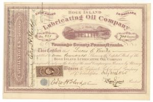 Hoge Island Lubricating Oil Co. - Stock Certificate