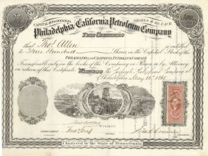 Philadelphia and California Petroleum Co. - Stock Certificate