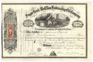 Sugar Creek and Wolf Run Lubricating Oil Co. - Stock Certificate