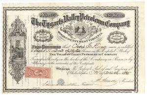 Tygarts Valley Petroleum Co. - 1865 dated West Virginia Inc. Stock Certificate - Wood County, West Virginia