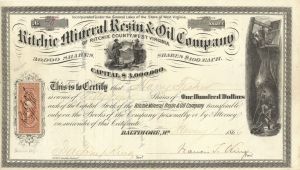 Ritchie Mineral Resin and Oil Co. of Ritchie County, West Virginia - Stock Certificate