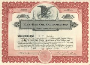 Kay-Bee Oil Corp. - 1920 dated Stock Certificate