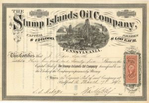 Stump Islands Oil Co. - 1870 dated Stock Certificate