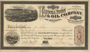 Latonia Town and Oil Co. - 1865 dated Stock Certificate