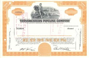 Transwestern Pipeline Co. -  1964 dated Stock Certificate