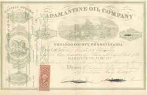 Adamantine Oil Co. - 1865 dated Stock Certificates