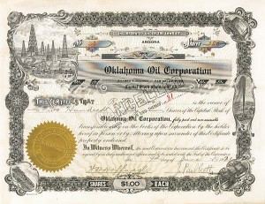 J. Paul Getty - Oklahoma Oil Corporation 1930's dated Stock Certificate - The Man behind the Movie "All the Money in the World" - Autograph Stock Certificate