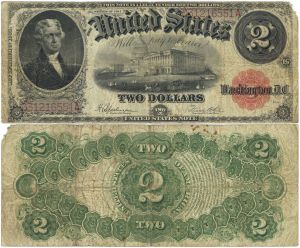 2 Dollars dated 1917 - Speelman/White - KL120/FR60 - U.S. Paper Money - US Currency - SOLD