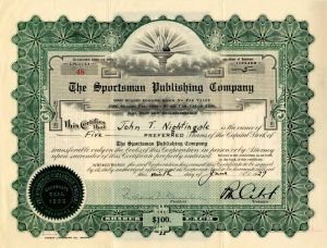 Sportsman Publishing Co. - Stock Certificate