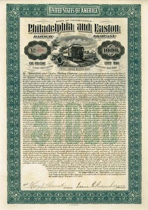 Philadelphia and Easton Railway Co. - $1,000 Bond (Uncanceled)