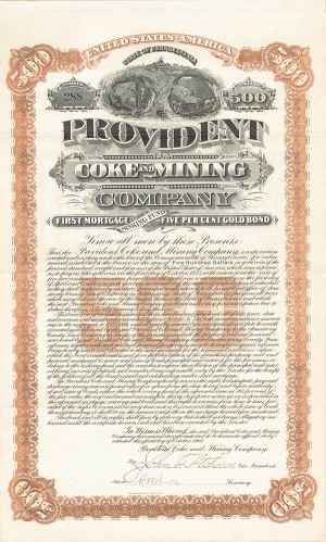 Provident Coke and Mining Co. - $500 Bond