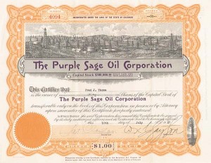 Purple Sage Oil Corporation - Stock Certificate