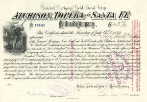 Atchison, Topeka and Santa Fe Railroad Co. - Various Denominations Railway Gold Bond Scrip