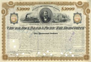 Chicago, Rock Island and Pacific Railroad - $5,000 6% Railway Mortgage Bond