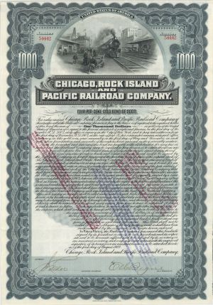 Chicago, Rock Island and Pacific Railroad Co. - $1,000 1902 dated Bond 