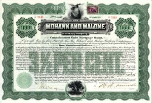 Mohawk and Malone Railway Co. - $1,000 Bond