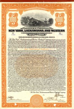 New York, Lackawanna & Western Railway Co. - $1,000 4 1/2% Railroad Gold Bond
