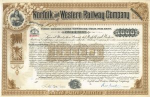 Norfolk and Western Railway Co. - 1900's-1930's dated Railroad Bond