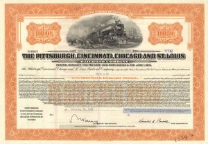 Pittsburgh, Cincinnati, Chicago and St. Louis Railroad Co. - $1,000 or $10,000 Bond