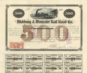 Fitchburg and Worcester Railroad Co. - $500 Bond