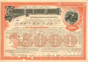 Chicago, Rock Island and Pacific Railway Co. Issued to William Waldorf Astor - $5,000 Bond