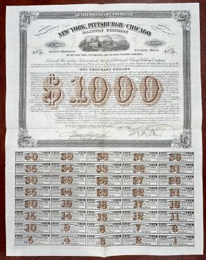 New York, Pittsburgh and Chicago Railway - 1881 dated $1,000 Railway Gold Bond (Uncanceled)