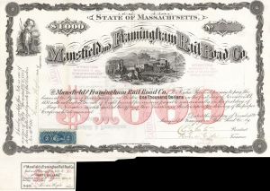 Mansfield and Framingham Railroad - $1,000 Bond