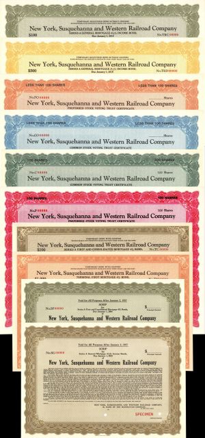 New York, Susquehanna, and Western Railroad - Specimen Bonds