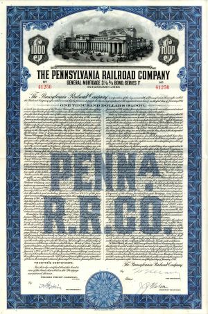 Pennsylvania Railroad Co. - 1945 $1,000 Bond