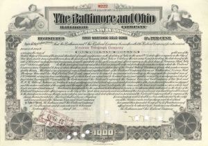 Baltimore & Ohio Railroad Co. - $1,000 Railway Gold Bond - Issued to the Mexican Telegraph Company